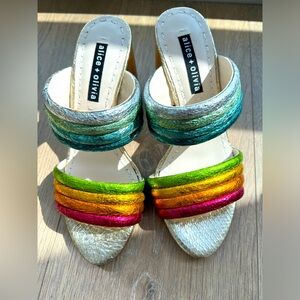 Alice + Olivia Metallic Rainbow Lori heels
